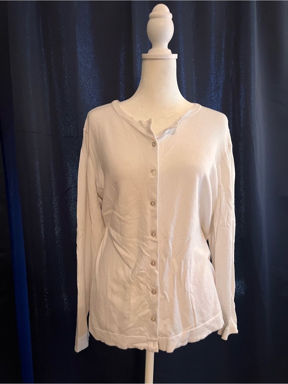 Croft & Barrow White Button Front Cardigan Sweater XXL Lightweight Rayon Blend